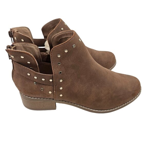 Lane Bryant Womens Brown Ankle Boots Size 9W Studded Back Zipper Block Heel - Picture 3 of 8